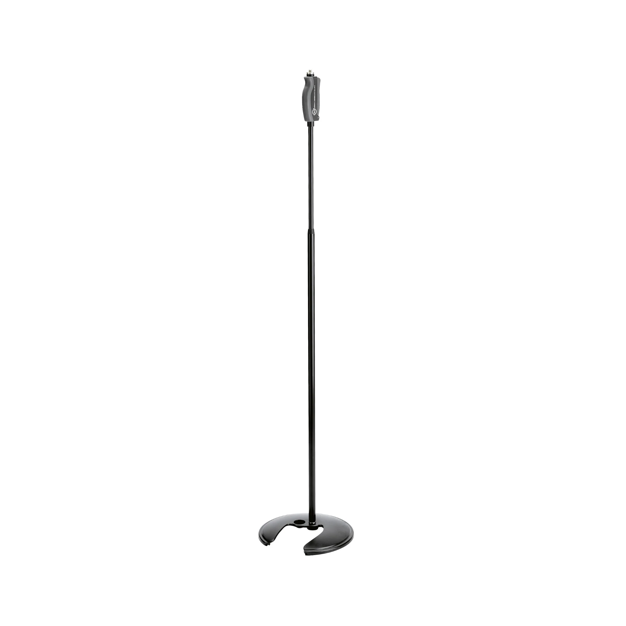 K&M 26075 stackable 'One-Hand' microphone stand with round base, black
