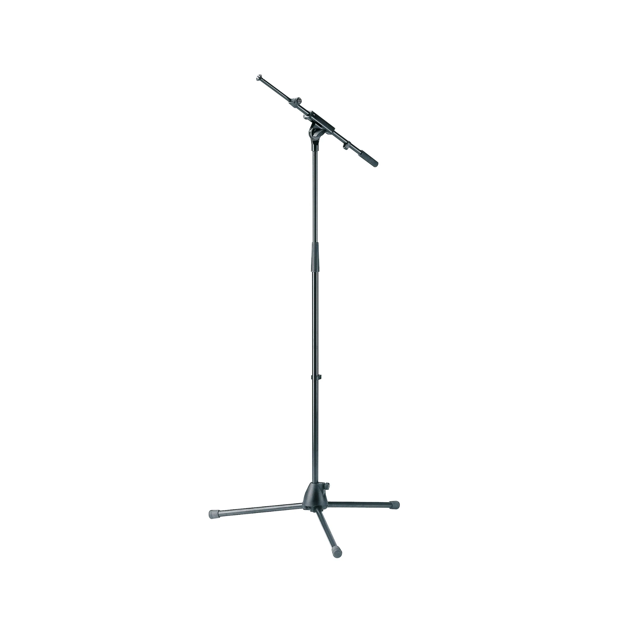 K&M 27195 microphone stand with plastic base and telescopic boom arm, black