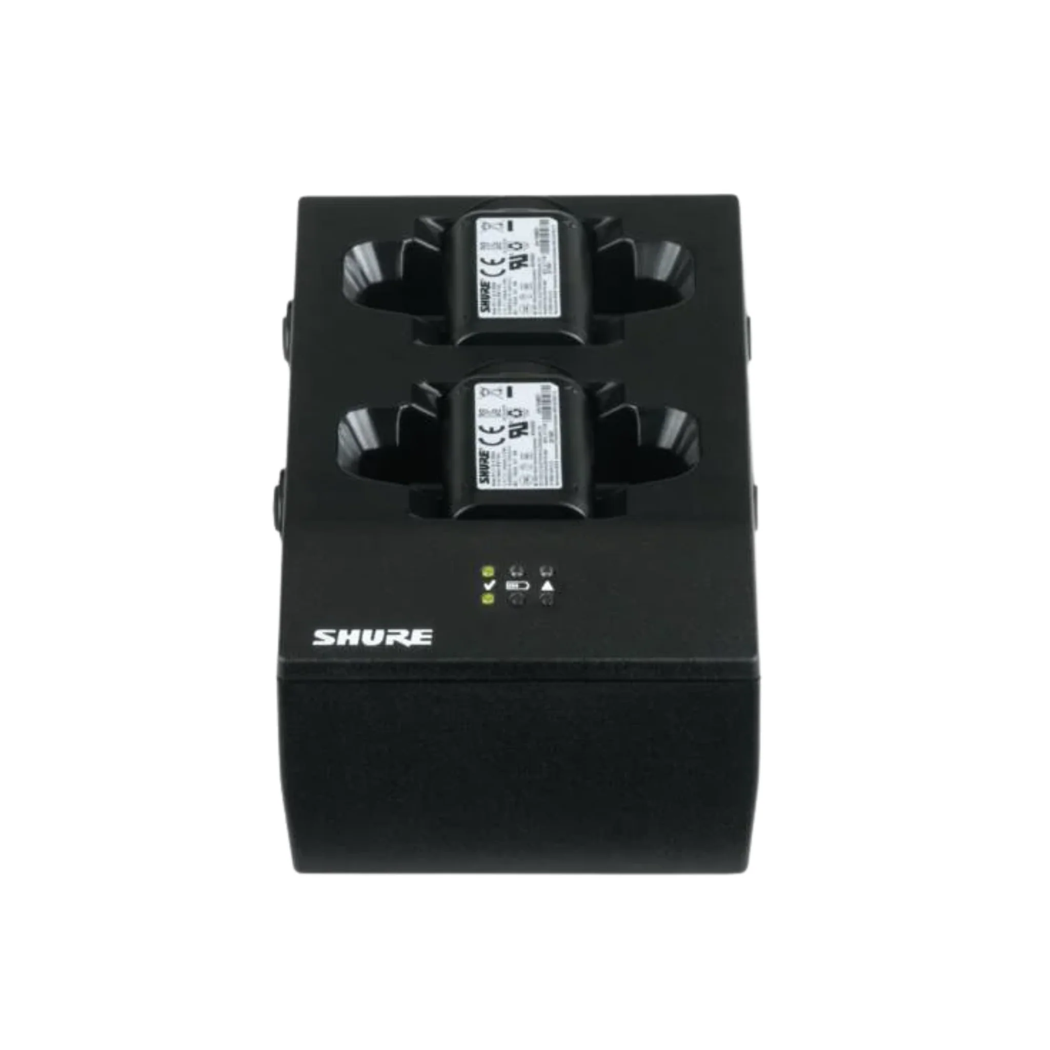 Shure dual docking battery/transmitter charger with PS45UK power supply; for ULXD, P9RA, P10R